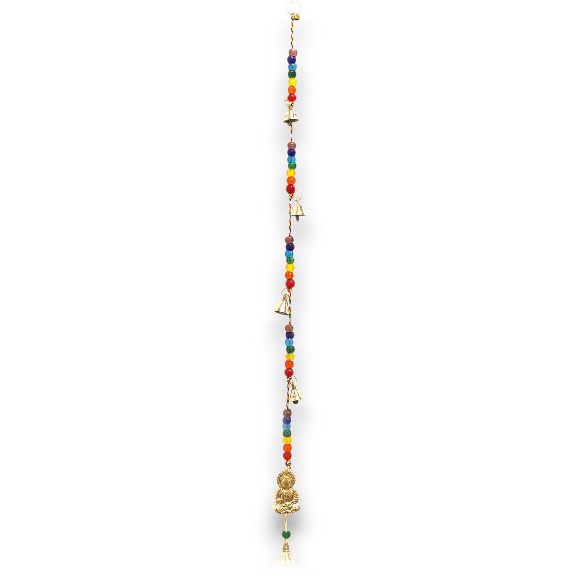 Brass Buddha Wind Chime with Chakra Beads, 53cm