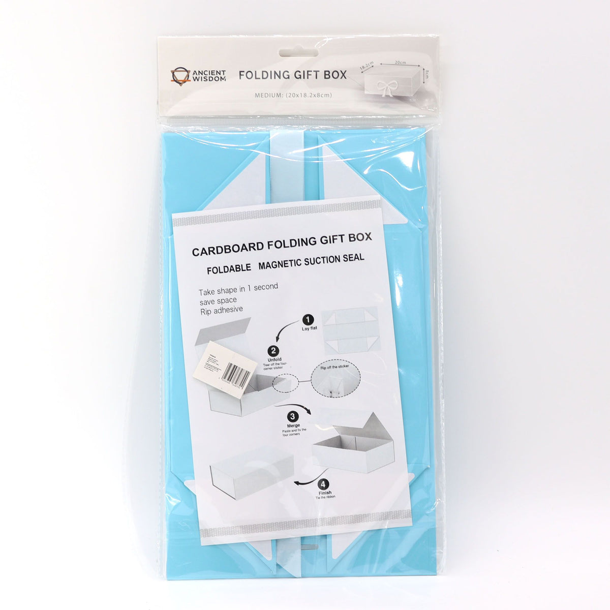 Flat Pack Gift Box Medium Square 20x18.2x8cm Baby Blue – view 3