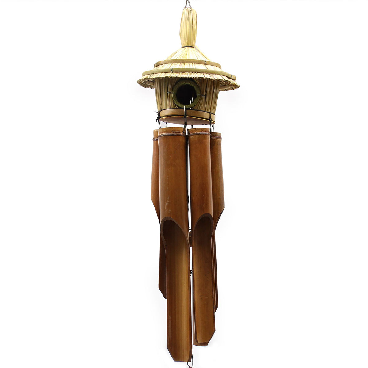 Large Round Seagrass Birdhouse with Wind Chimes, 56 x 20 cm – view 2