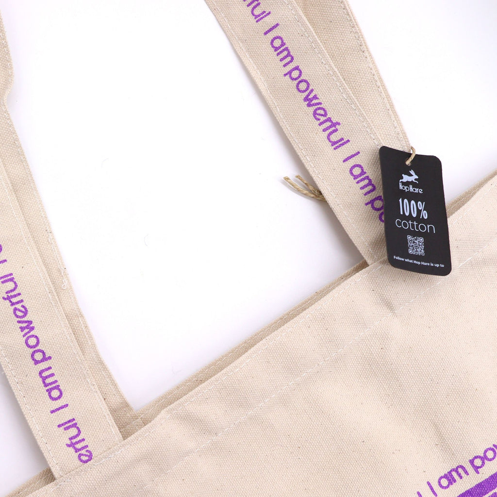 Hop Hare Cotton Canvas Tote Bag - I am Powerful – view 3