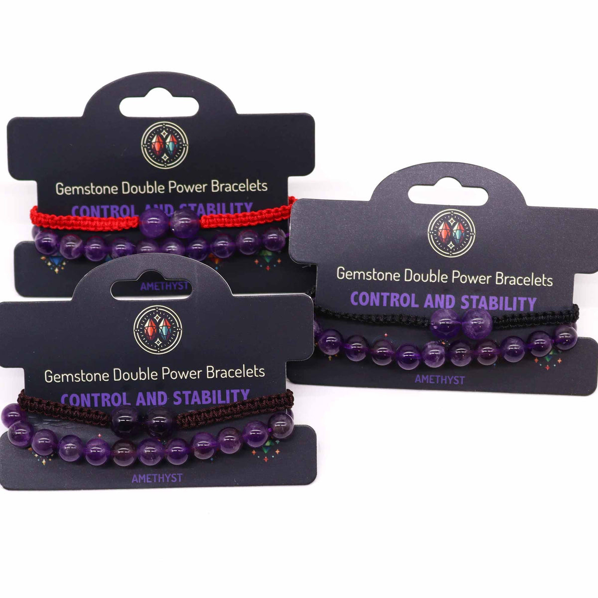Amethyst Double Power Bracelet Set