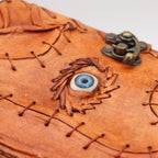 Light Brown Tan Leather Notebook, Evil Eye – 17x12.5 cm