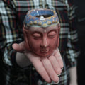 Classic Buddha Ceramic Oil Burner - Rose & Teal