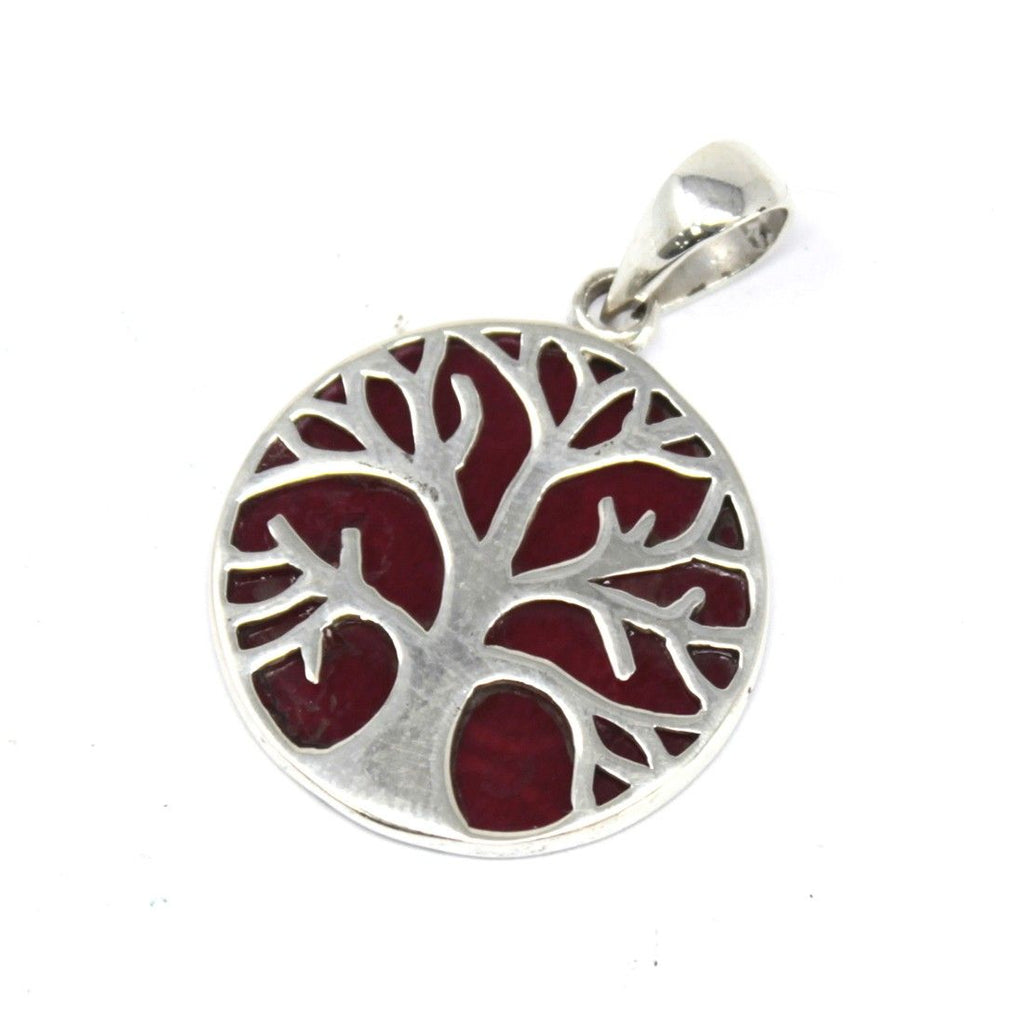 Tree of Life Silver Pendant 22mm, Coral Effect – view 5