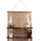 Macrame Hanging Shelf - Brown Wood, Brown Rope, 150 cm – view 5