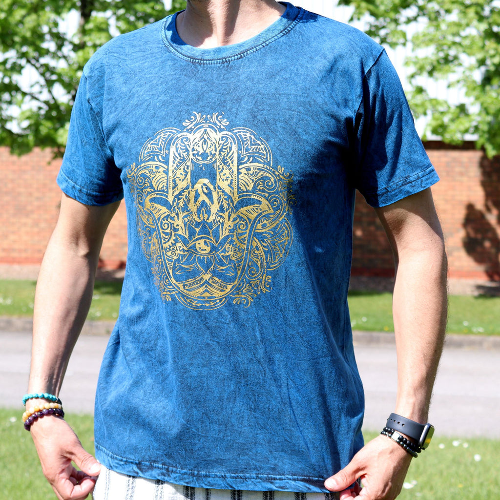 Nomad Sari Stonewashed T-Shirt - Hamsa - Blue - Medium – view 3