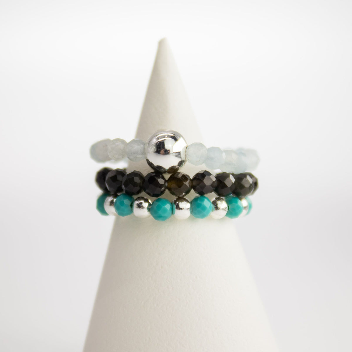 Nymph Gemstone Ring Set - Endless Ocean Aquamarine & Turquoise – view 6