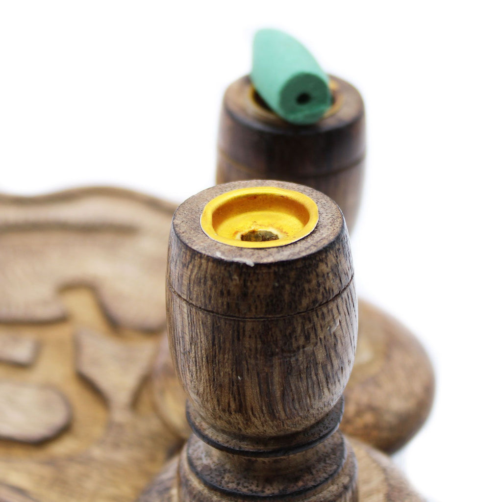 Small Mango Wood Backflow Burner - Brass Buddha – view 3