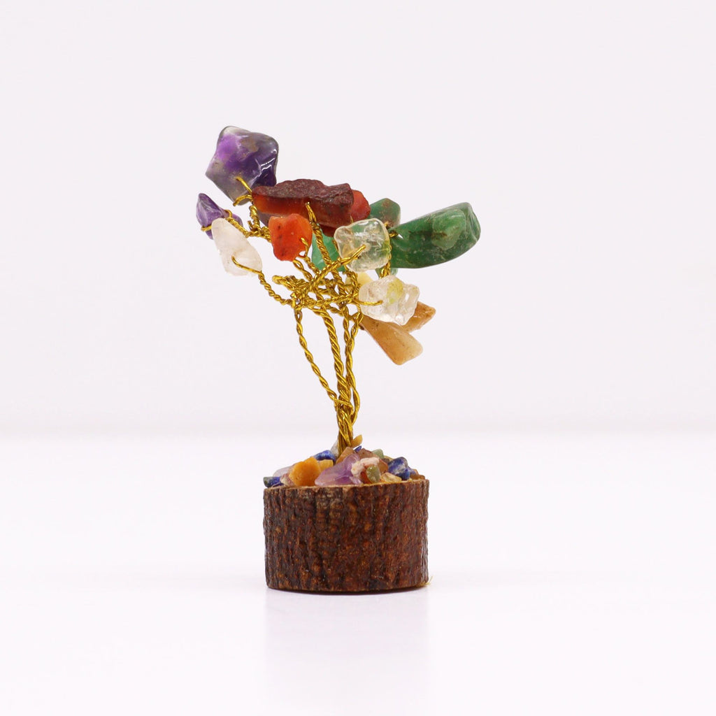 Mixed Gemstone Mini Tree on Wood Base, 15 Stones – view 2