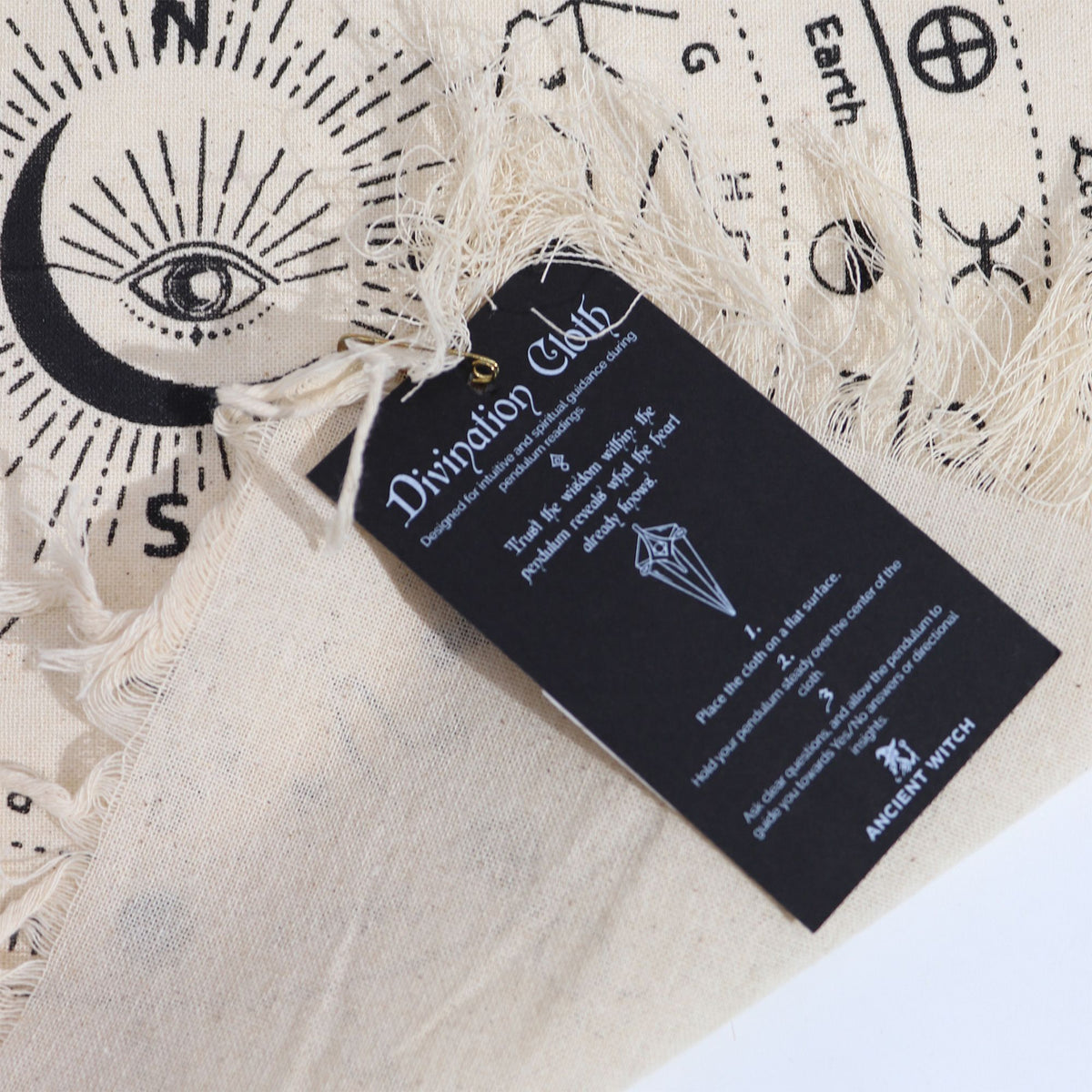 Ancient Witch All Seeing Eye Pendulum Cloth - Natural & Black