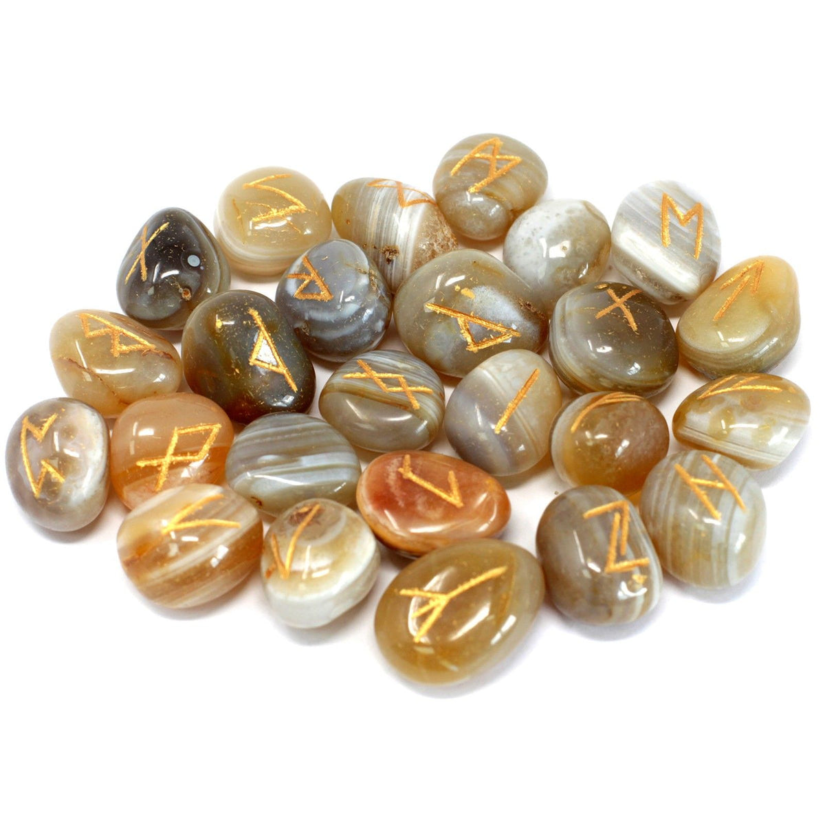 Banded Agate Rune Set in Cotton Pouch – view 2