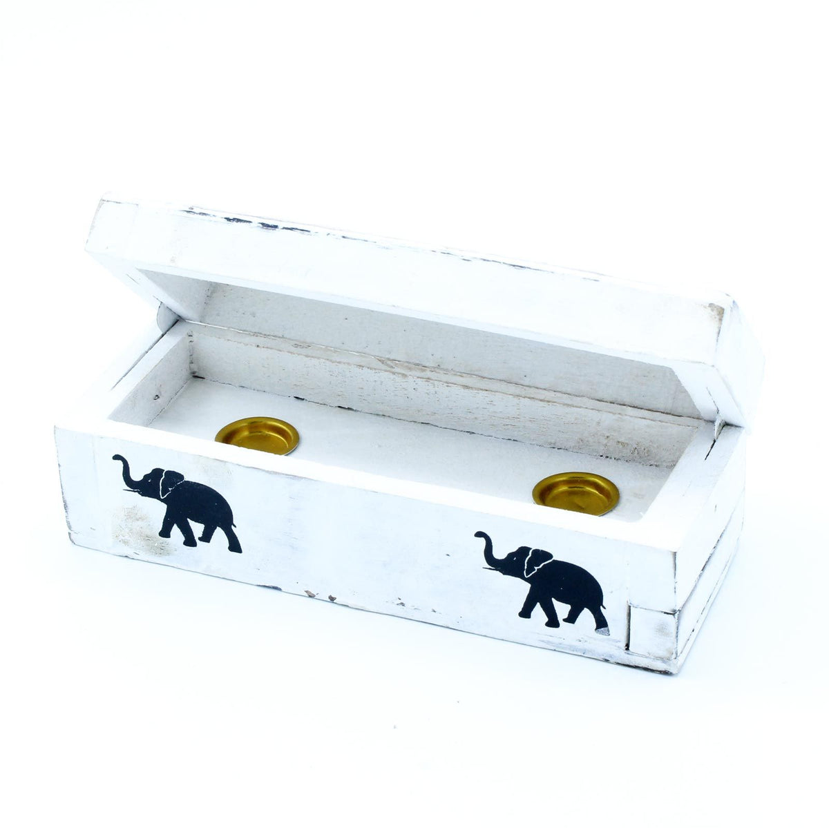 Whitewashed Mango Wood Incense Holder - Cone Smoke Box 15cm