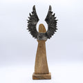 Large Mango Wood Guardian Angel, Metal Wings, 40cm