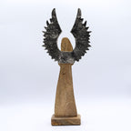 Large Mango Wood Guardian Angel, Metal Wings, 40cm