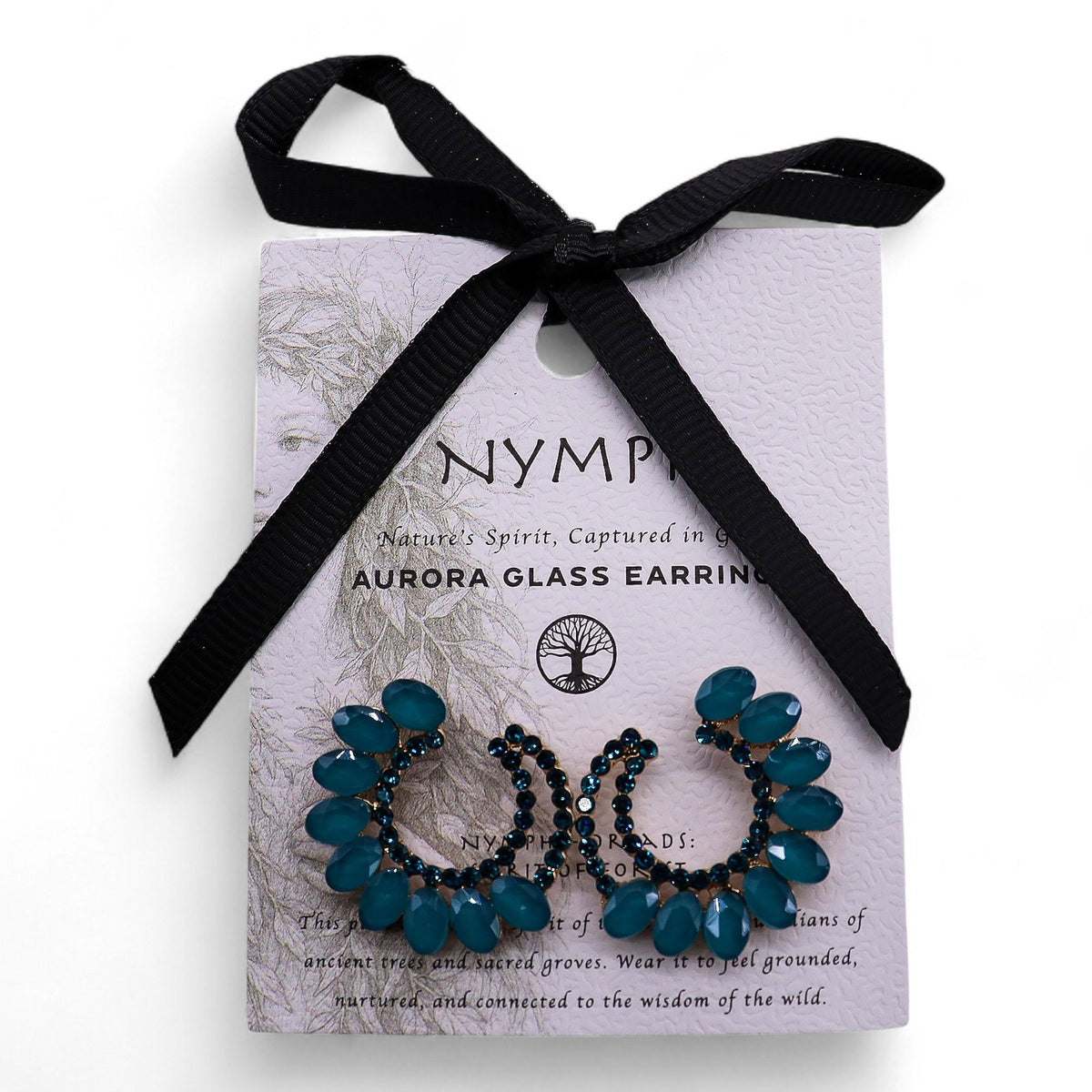 Teal Green Vintage Glass Loop Earrings – view 5