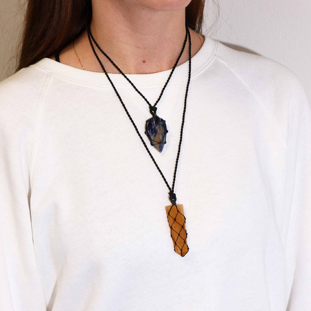 Laced Sodalite Teardrop Gemstone Pendant – view 3