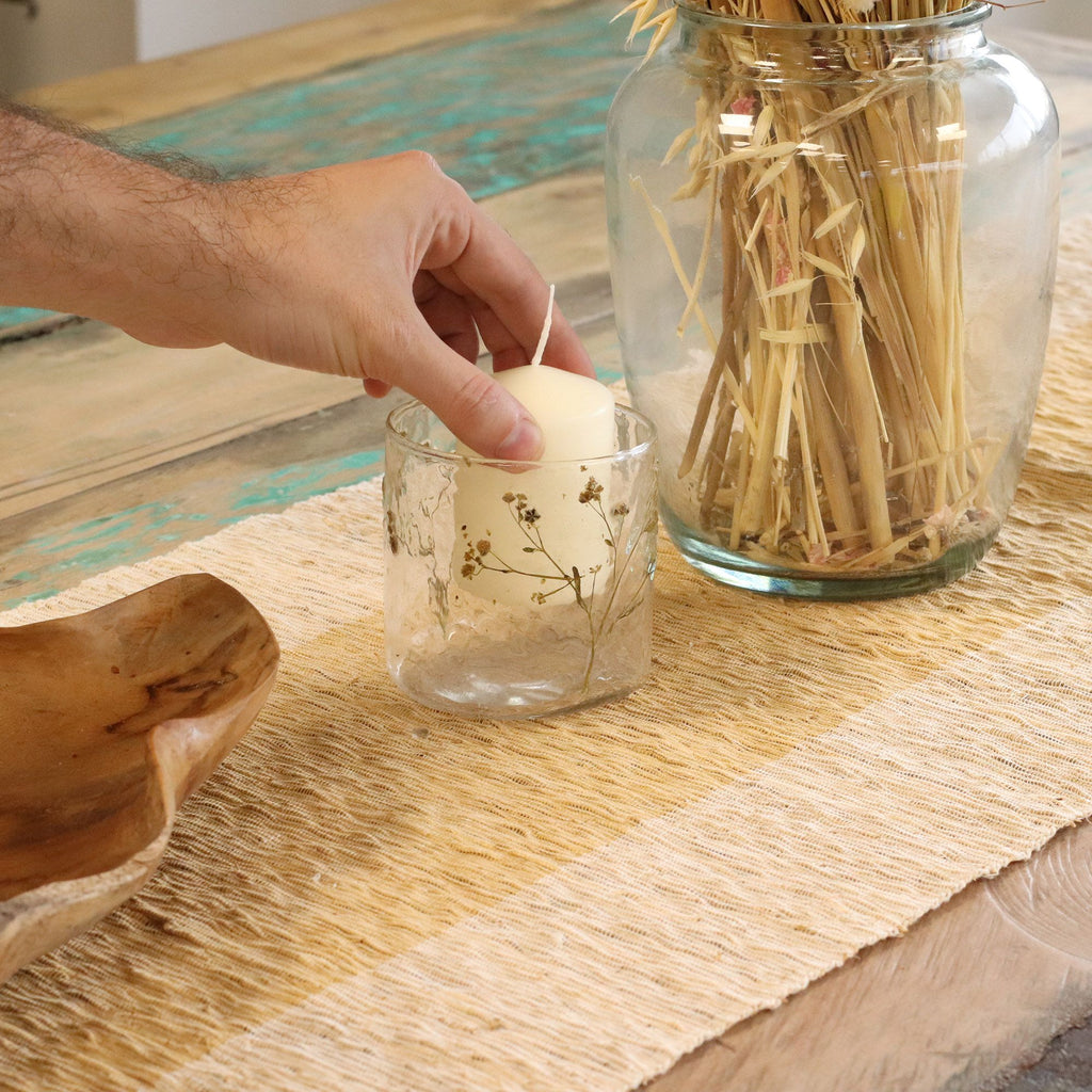 Natural Floral Glass Straight Candle Holder - Margarita 8x8cm – view 10