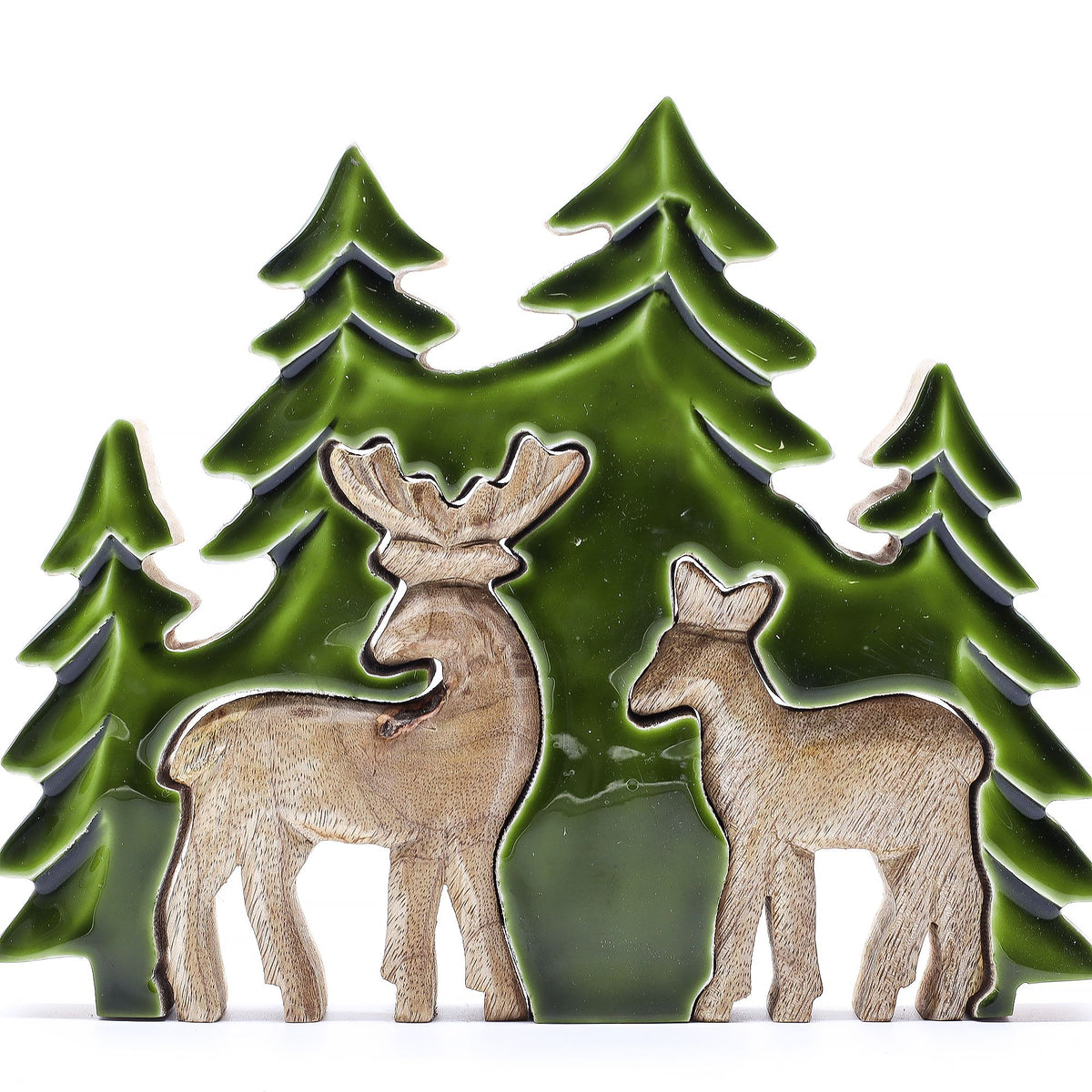 Two Deer in the Forest Wooden Decoration - 18 x 23 cm – view 11