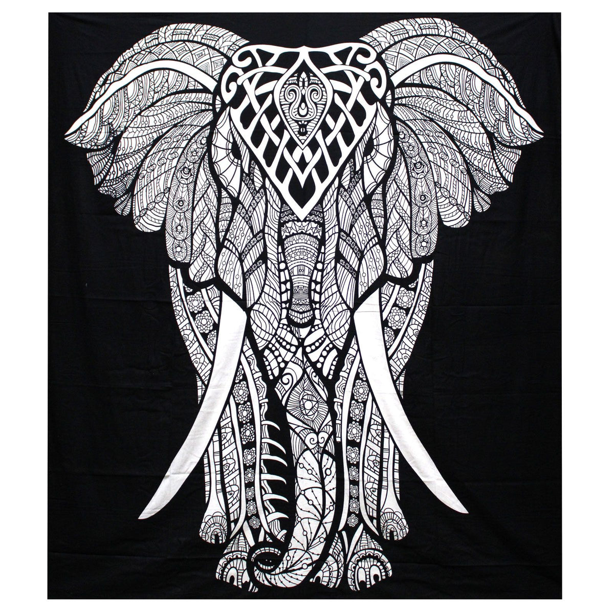 Black and White Cotton Bedspread, Elephant