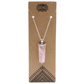 Rose Quartz Flat Pencil Pendant Necklace