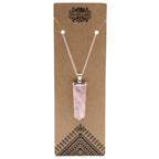 Rose Quartz Flat Pencil Pendant Necklace