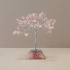 Rose Quartz Gemstone Tree with Orgonite Base - 80 Stones