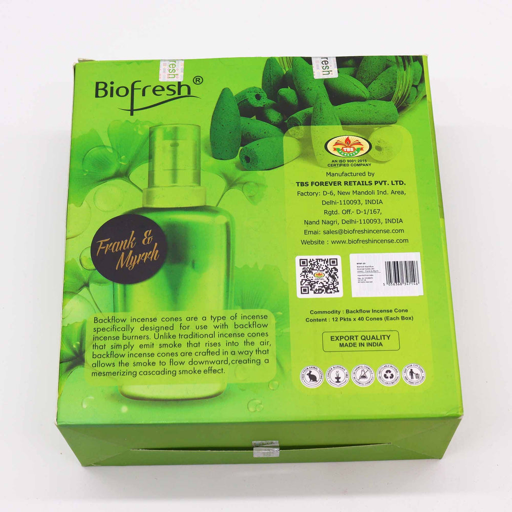 Biofresh Frankincense & Myrrh Backflow Incense Cones, 40pk