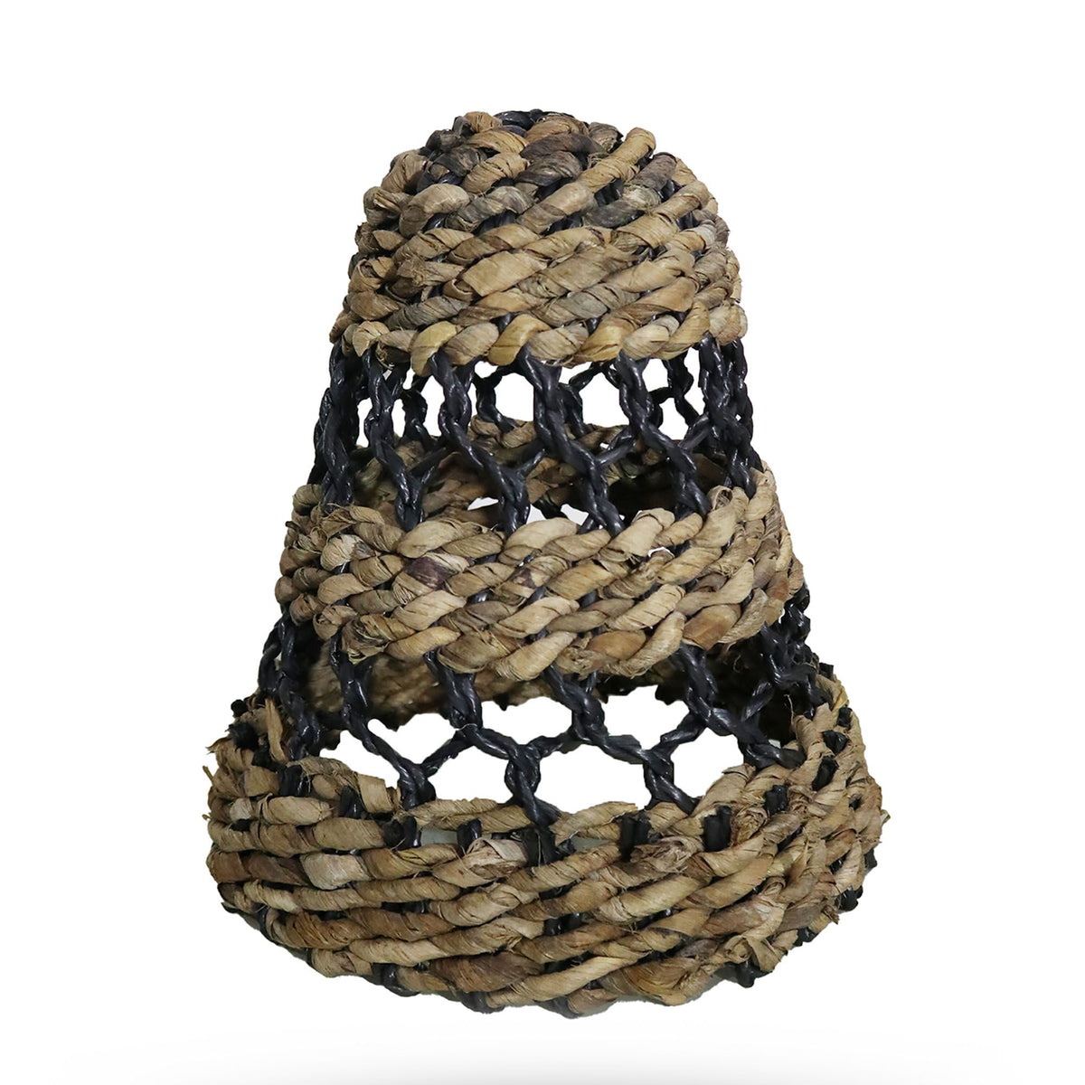 Banana Leaf & Black Raffia Lamp Shade - 30 x 26 cm