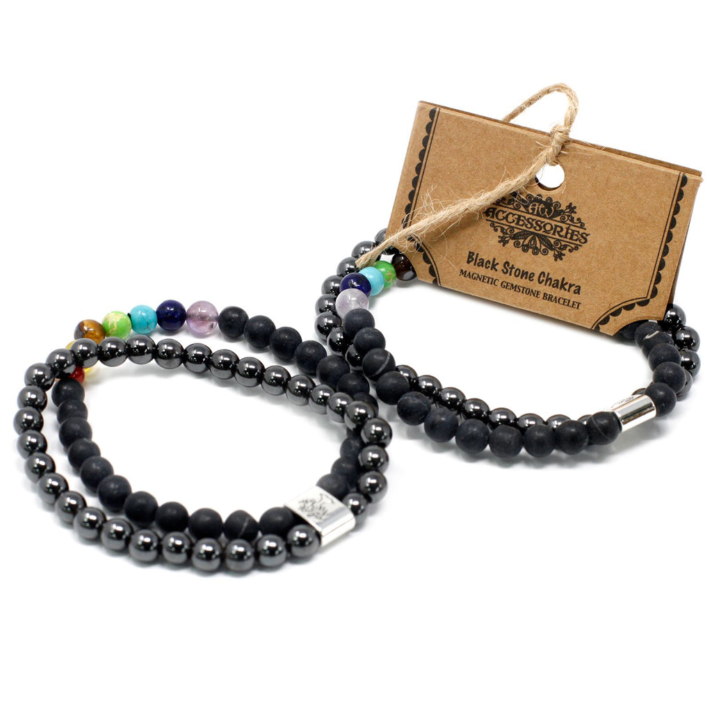 Magnetic Black Stone Chakra Gemstone Bracelet – view 3