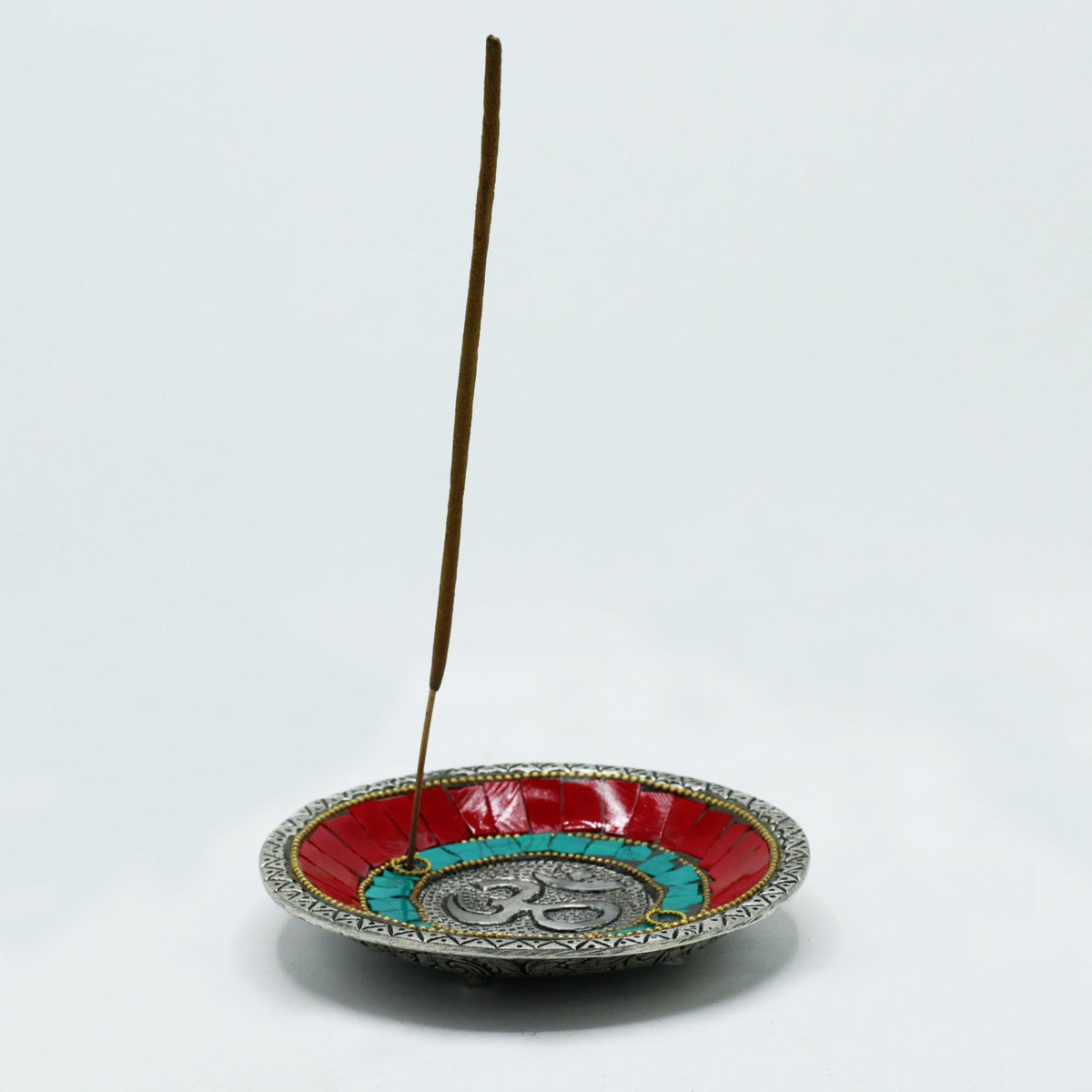 Om Plate Tibetan Mosaic Incense Holder – view 2