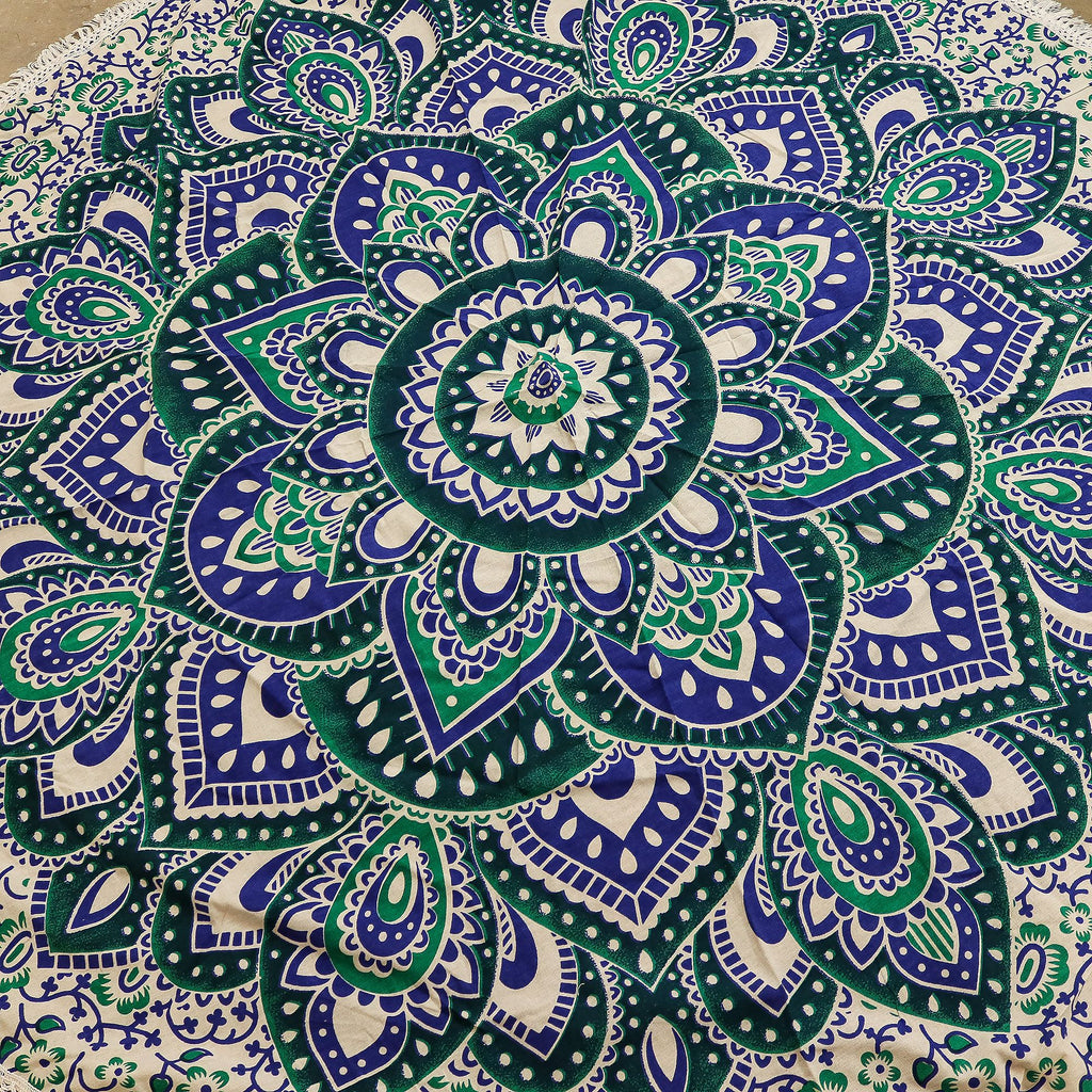 Small Mandala Roundie Cotton Art (130cm) - Teal & Blue – view 3