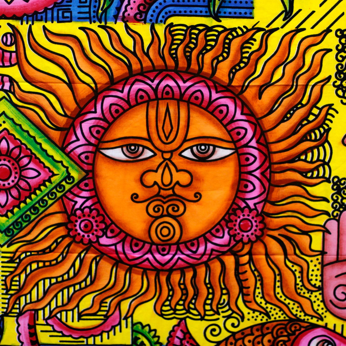 Handbrushed Cotton Wall Hanging - Sun – view 3