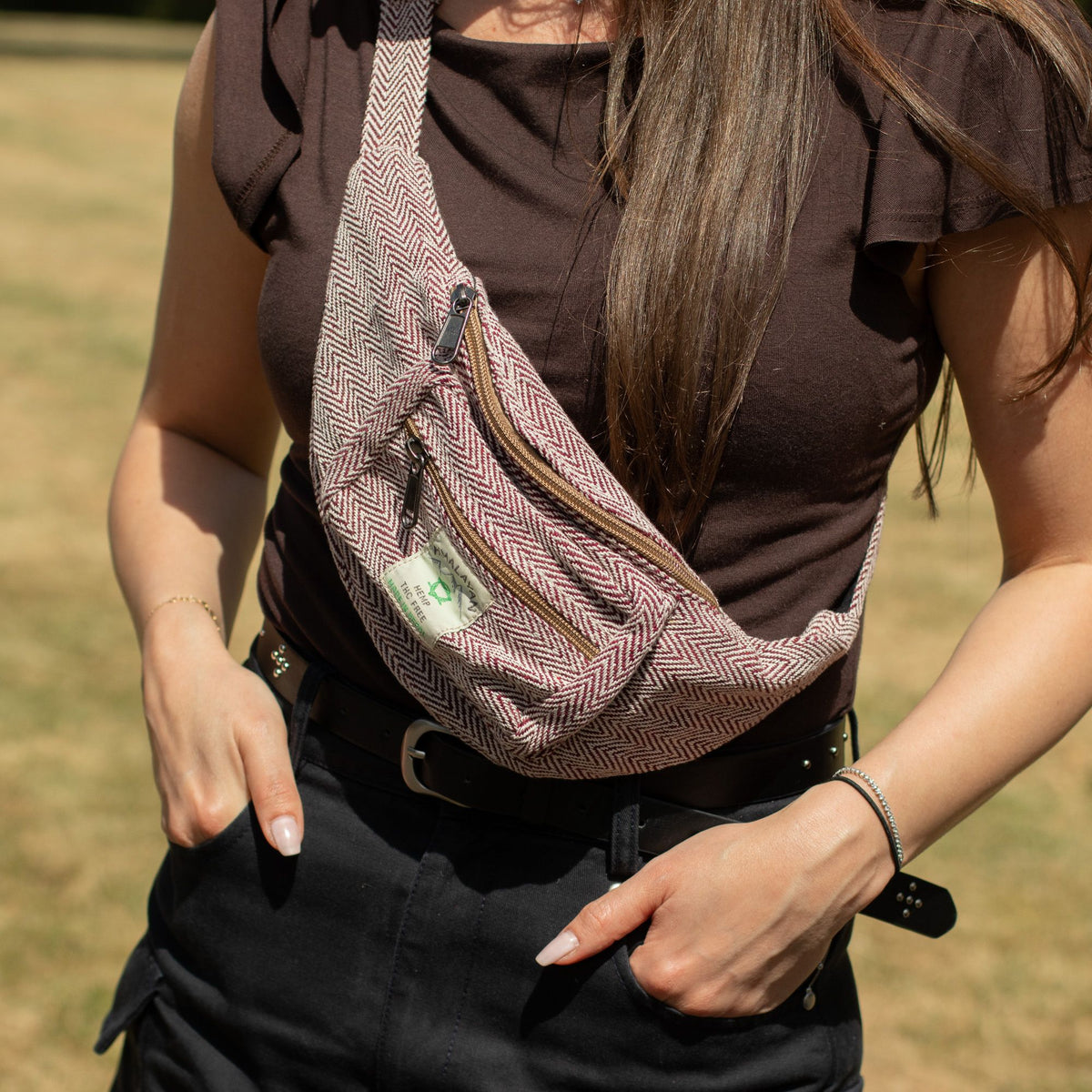 Cotton Hemp Style Belt (or Fanny) Bag - Wine – view 4