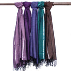 Indian Boho Scarf - Multicolour with Gold Thread, 70x180cm – view 2