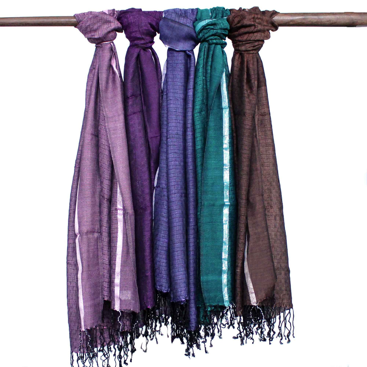 Indian Boho Scarf - Multicolour with Gold Thread, 70x180cm – view 2