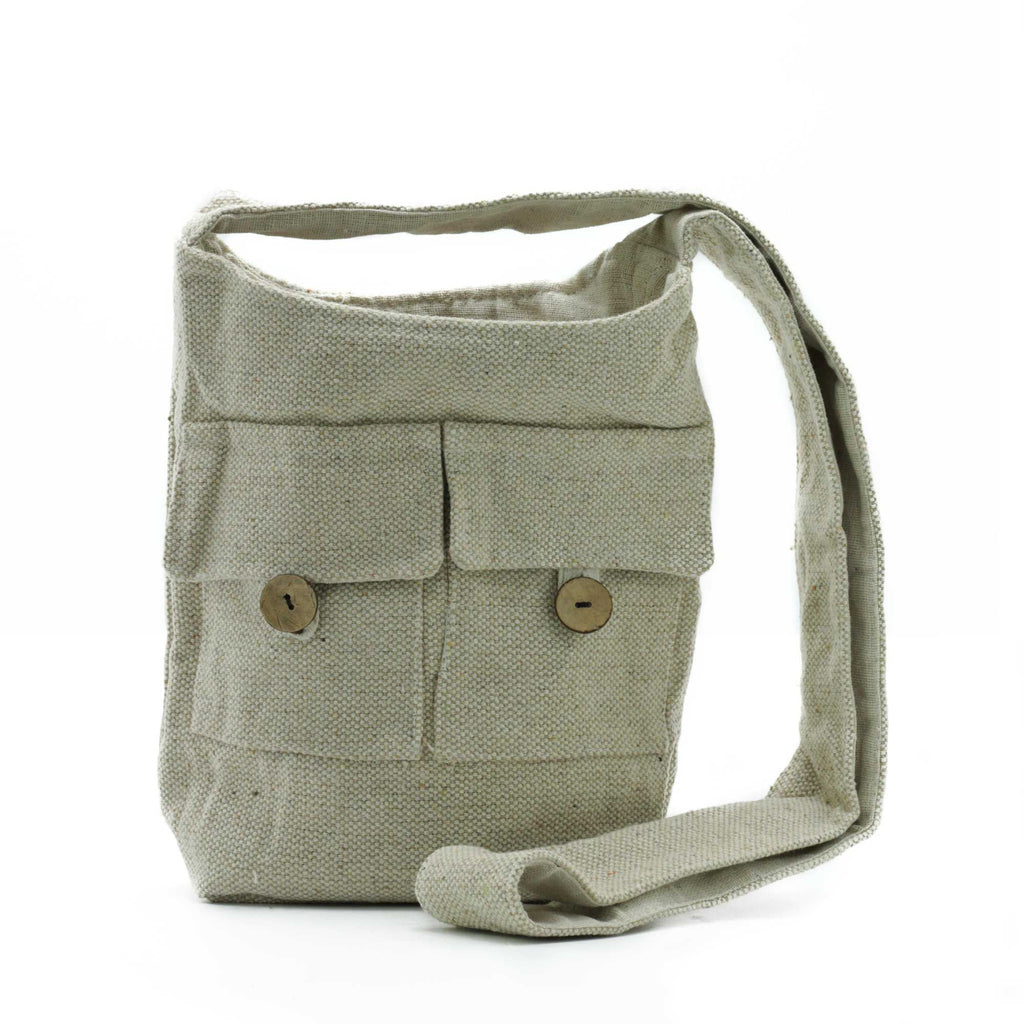 Two Pocket Cotton Bag - Natural - Medium