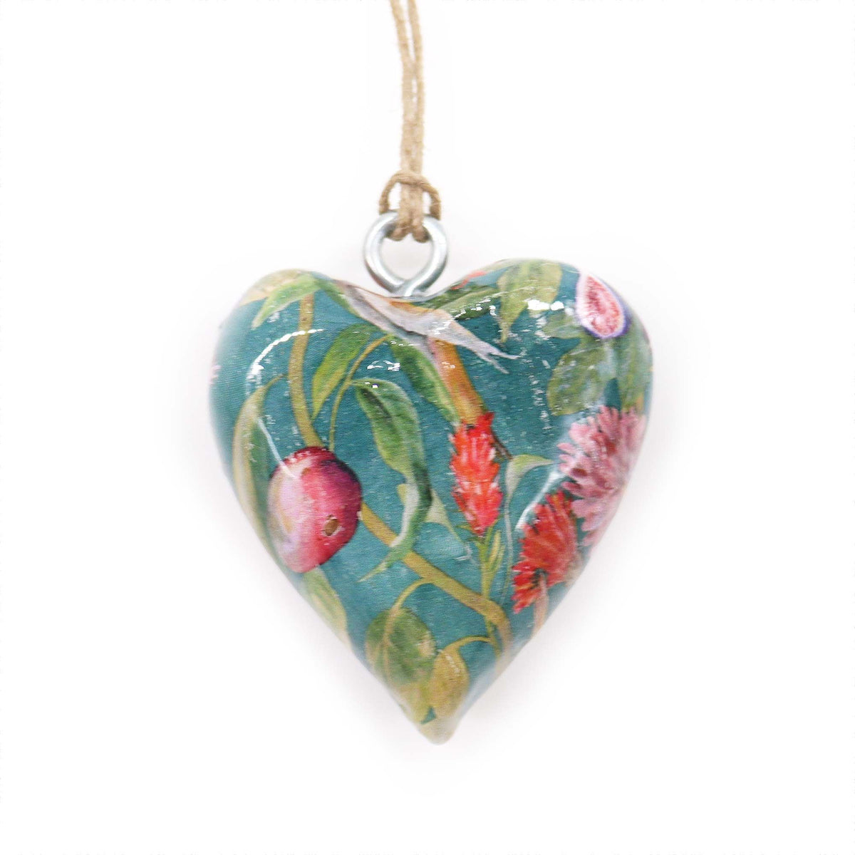 Brass Heart Decoration, Bird and Floral