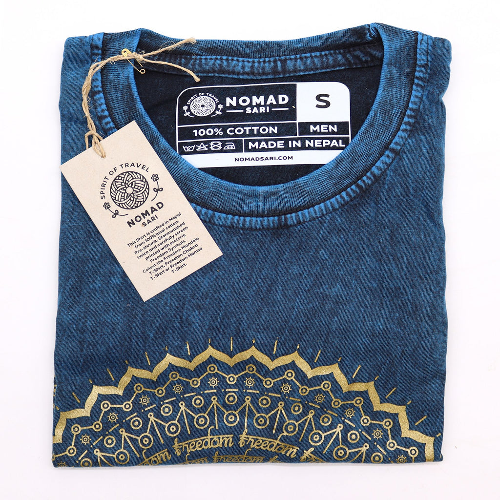 Nomad Sari Stonewashed Cotton T-Shirt – Mandala – Blue – Small – view 3