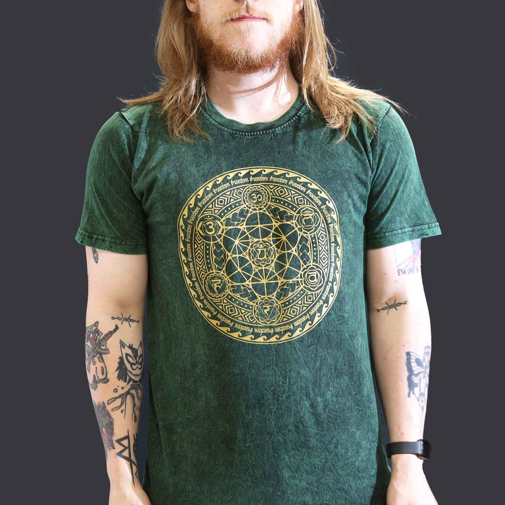 Nomad Sari Stonewashed T-Shirt - Chakra - Green - Large