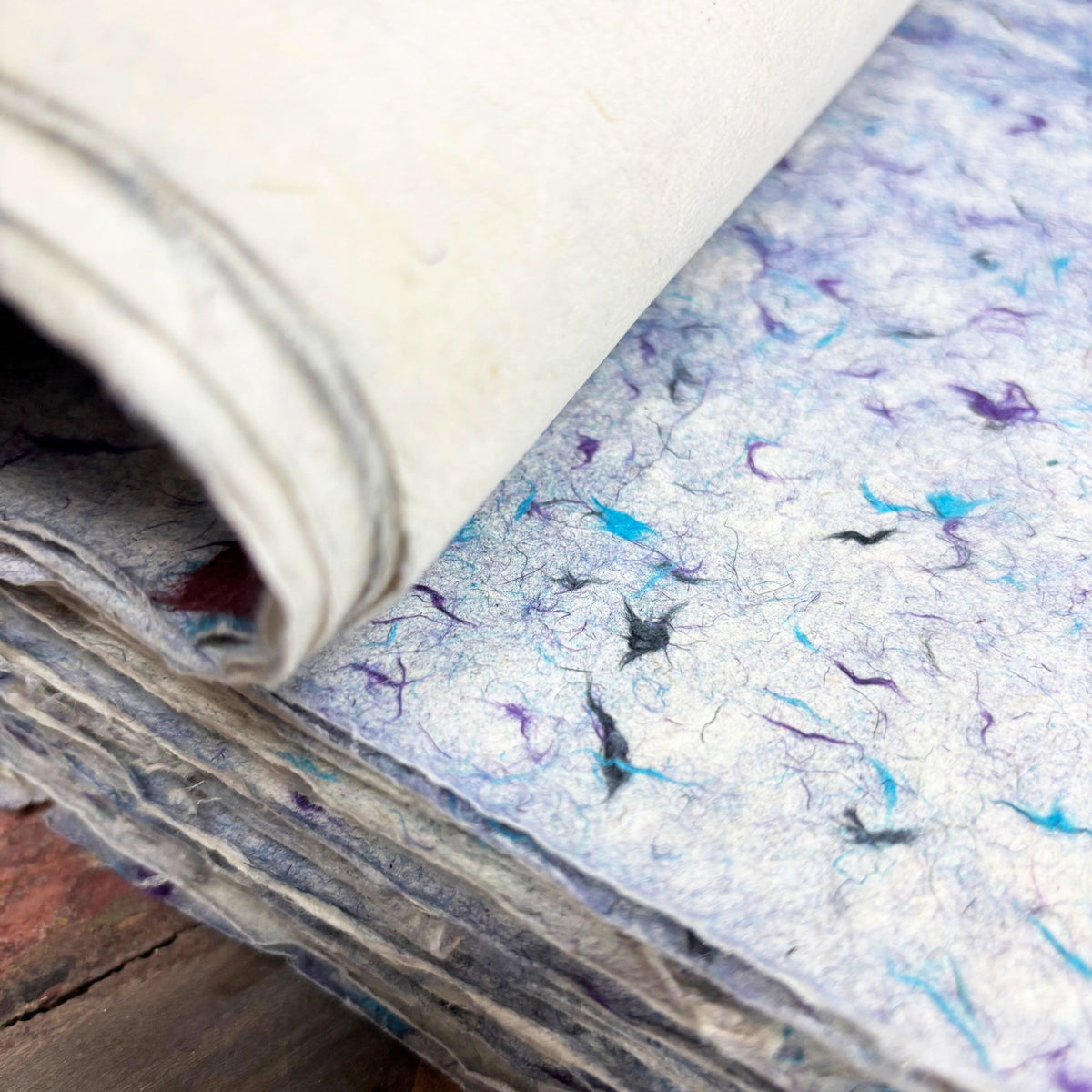 Lokta Wrapping Paper 51x76cm, Blue Cotton, Pack of 5 – view 8