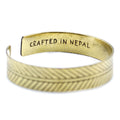 Solid Brass Tibetan Bracelet - Wide Tribal Leaf