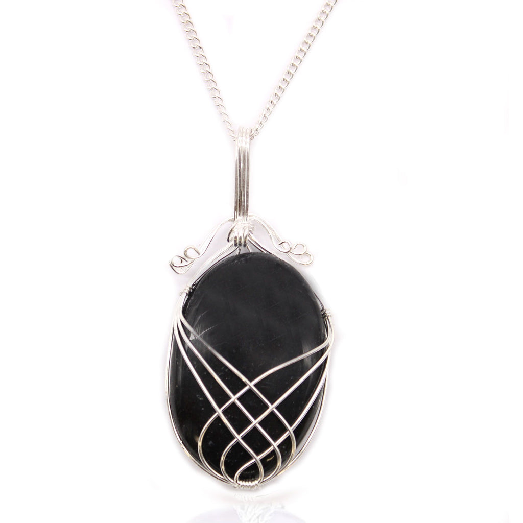 Swirl Wrapped Black Onyx Gemstone Necklace