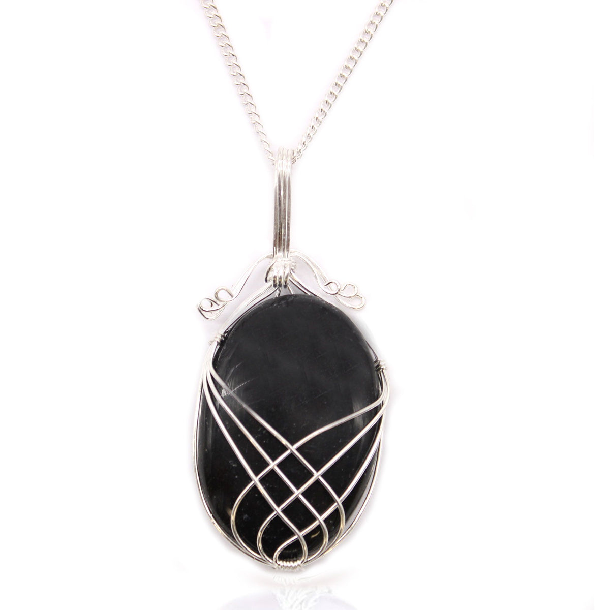 Swirl Wrapped Black Onyx Gemstone Necklace