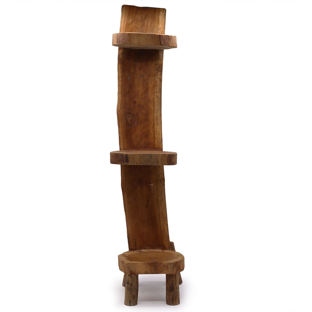 Natural Teak Log Shelf Display, 3 Shelves - 100 cm – view 4