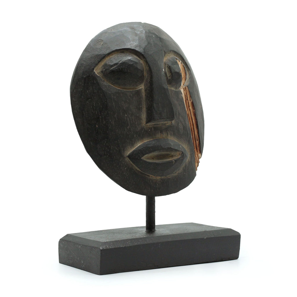 Timor Tribal Wood Mask, Black Finish, 27x20cm – view 5