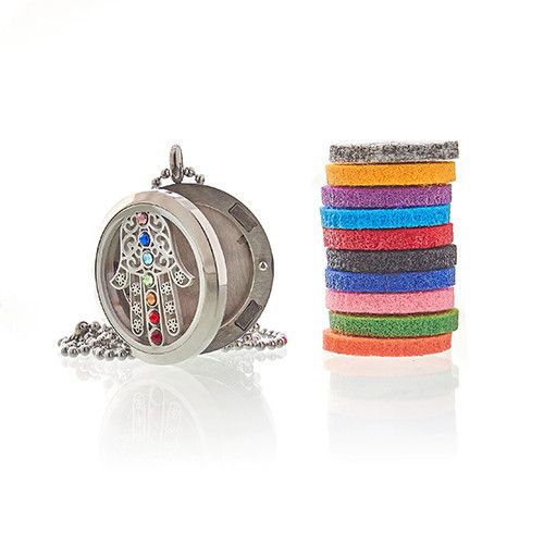 Aromatherapy Diffuser Necklace - Hamsa Chakra 30mm – view 2