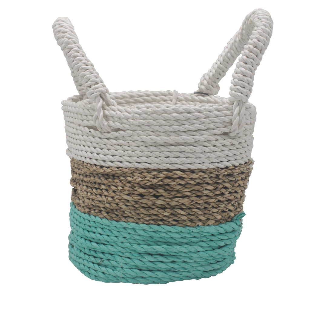 Seagrass Basket Set, 3 Pieces - Green, Natural, White – view 5