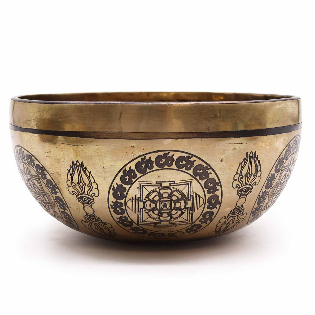 Tibetan Engraved Singing Bowl - Five Buddhas (21cm)