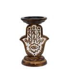 Mango Wood Hamsa Candle Stand - Small 18x11cm – view 2