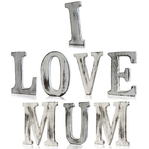 Shabby Chic Wooden Letters Set - I Love Mum